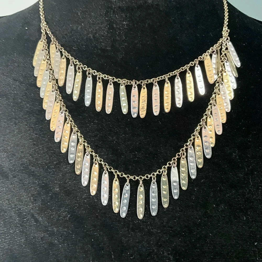 Romulo Saria Two Toned Double Layered Statement Necklace